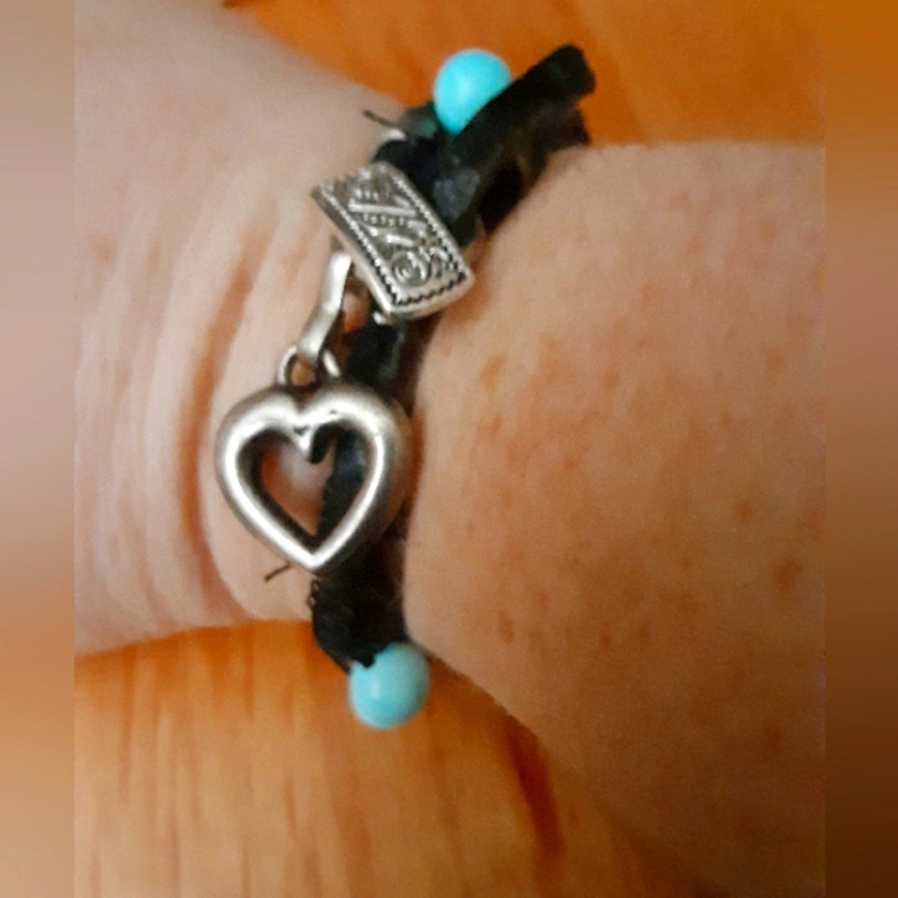 Handmade leather and gemstone bracelet